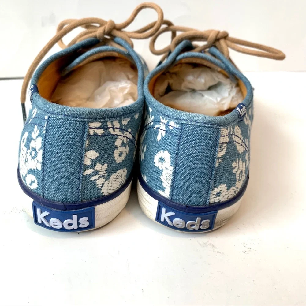 KEDS Blue Denim Floral Lace Up Sneakers—SZ. 6 - Picture 5 of 11